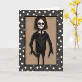 Spooky Child Doll Creature Halloween Kaart (Gele Bloem)