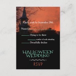 Spooky Church Halloween Wedding RSVP-kaart RSVP Kaartje