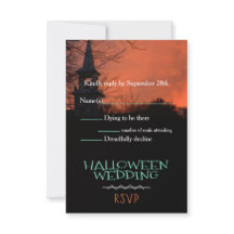 Spooky Church Halloween Wedding RSVP-kaart