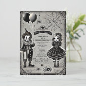 Spooky Clown & Doll Halloween Kaart (Staand voorkant)