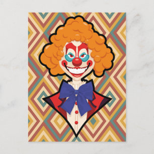 Spooky clown retro griezelig kleurrijke Halloween Feestdagenkaart