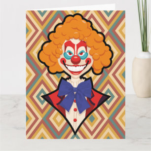 Spooky clown retro griezelig kleurrijke Halloween Kaart