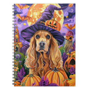 Spooky Cocker Spaniel Hond Halloween Heksenpompoen Notitieboek