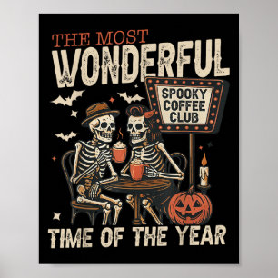 Spooky Coffee Club Skeletons Halloween Seizoen Zom Poster