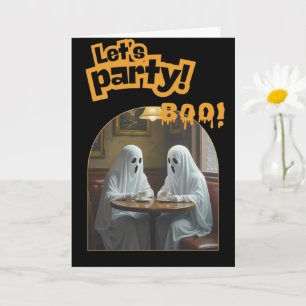 Spooky Coffee Date Ghost Halloween Uitnodiging
