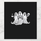 Spooky Coffee Sipping Pumpkin Holding Wijn Etiket (Enkel label)
