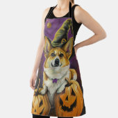 Spooky Corgi Dog Halloween Witch Pumpkin Schort (Insitu)
