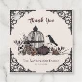 Spooky Cream Gothic Skull en Rozen Bedankt Bedankjes Labels (Voorkant)