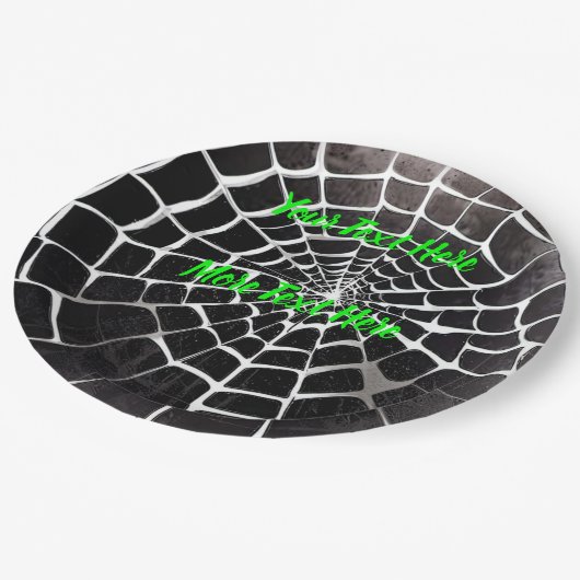 Spooky Creepy Spiderweb Patroon Halloween Custom Papieren Bordje (Gekanteld)