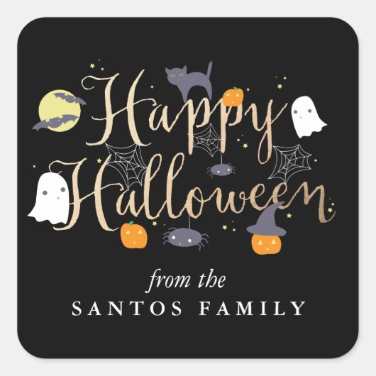 Spooky Critters Halloween Vierkante Sticker (Voorkant)