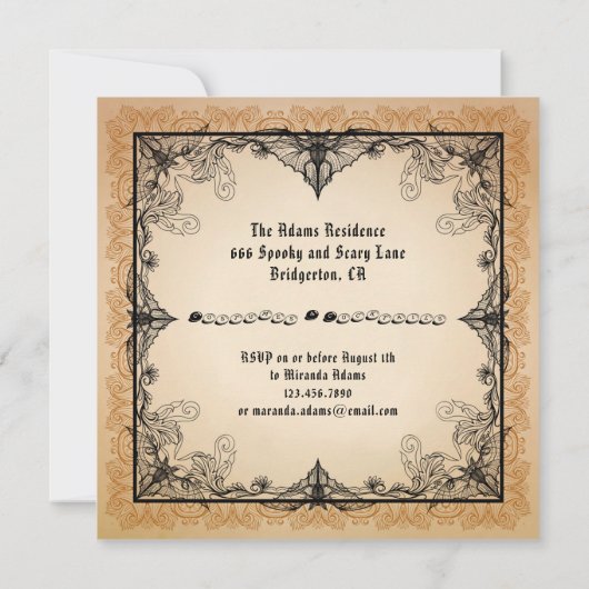 Spooky Crow op een grafsteen en vleermuizen Hallow Kaart (Achterkant)