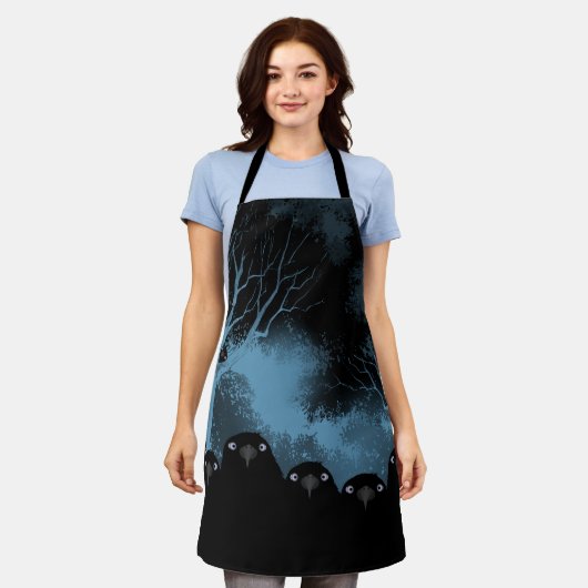 Spooky Crows Allover Apron Schort (Gedragen)