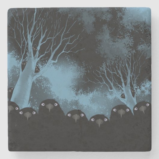 Spooky Crows Stone Onderzetter (Voorkant)