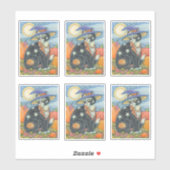 SPOOKY CUTE BLACK CAT WITCH HALLOWEEN MAGIC KITTEN STICKER (Vel)