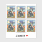 SPOOKY CUTE BLACK CAT WITCH HALLOWEEN MAGIC KITTEN STICKER (Vel)