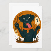 Spooky Cute Black Dog with Ghost  Kaart (Voorkant / Achterkant)