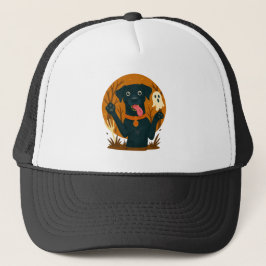 Spooky Cute Black Dog with Ghost  Trucker Pet