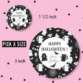 Spooky Cute Black White Halloween Kid Sticker