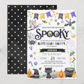 Spooky Cute Ghost Halloween Birthday Party Kaart (Voorkant / Achterkant)