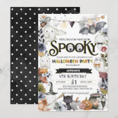 Spooky Cute Ghost Halloween Party Invitation Kaart (Voorkant / Achterkant)