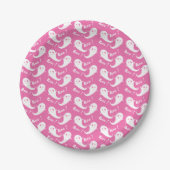 Spooky Cute Ghost Pattern Pink Paper Plate Papieren Bordje (Voorkant)