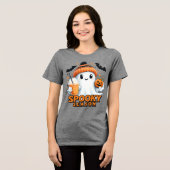 Spooky Cute Ghost T-Shirt, Halloween Ghost Tee Tri-Blend Shirt (Voorkant volledig)