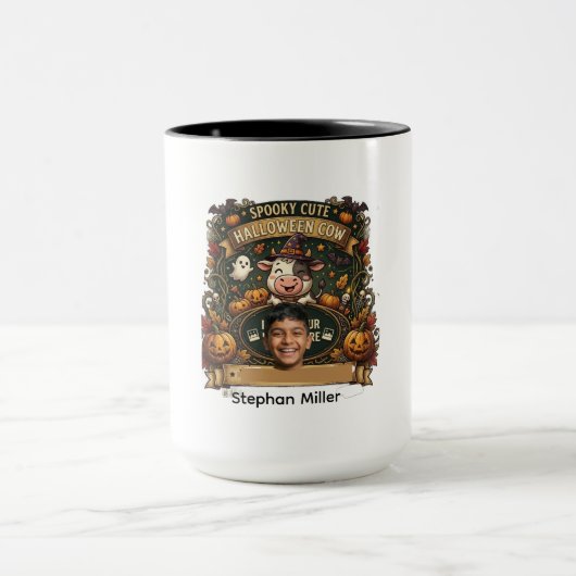 Spooky Cute Halloween Cow Personalized Party Suite Mok (Midden)