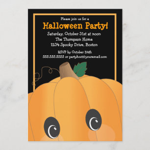 Spooky Cute Pumpkin Head Halloween Party Kaart