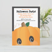 Spooky Cute Pumpkin Head Halloween Party Kaart (Staand voorkant)