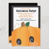 Spooky Cute Pumpkin Head Halloween Party Kaart (Voorkant / Achterkant)