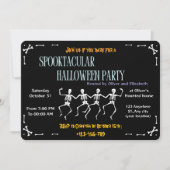 Spooky Dancing Skeleton Black Halloween Party Kaart (Voorkant)