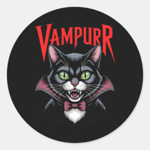 Spooky Dapper Vampier Vampier Cat Halloween Ronde Sticker