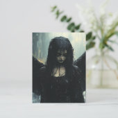 Spooky Dark Angel in Rain Fantasy Briefkaart (Staand voorkant)