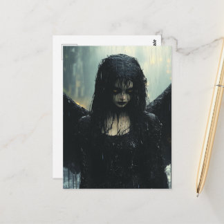 Spooky Dark Angel in Rain Fantasy Briefkaart