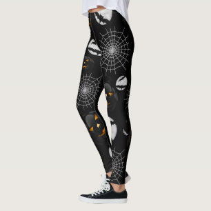 Spooky Dark Halloween Pattern Leggings