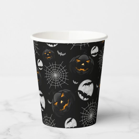 Spooky Dark Halloween Pattern Papieren Bekers (Links)