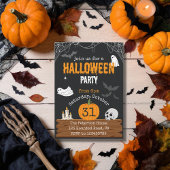 Spooky Dark Spider Web Ghosts Bats Halloween Party Kaart