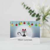 Spooky De Kerst Zwart Kat Feestdagenkaart (Staand voorkant)