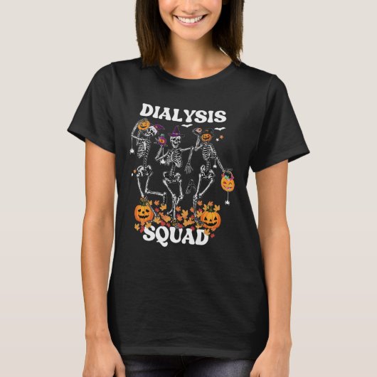 Spooky Dialyse Squad Nurse Skeleton Dancing Daily T-shirt (Voorkant)
