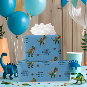 Spooky Dinosaur Halloween Verjaardag Cadeaupapier