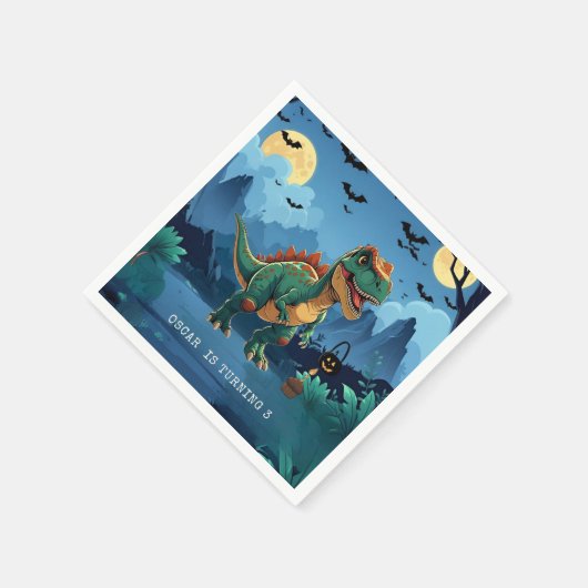 Spooky Dinosaur Halloween Verjaardag Custom T-Rex Servet (Hoek)