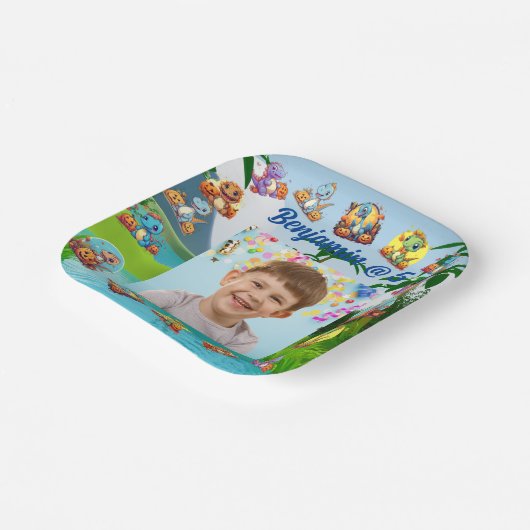 Spooky dinosaurus Halloween Verjaardagspapier bord (Gebogen)