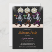 Spooky Disco Dancing Skeletons Halloween Party Kaart (Voorkant)