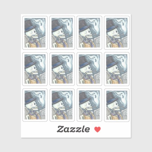 SPOOKY DODE MAN SKELETON ROKING GHOST IN CEMETERIN STICKER (Vel)