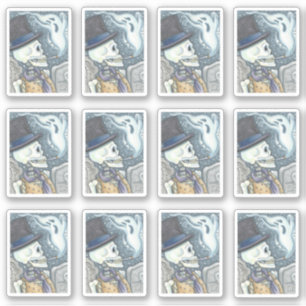 SPOOKY DODE MAN SKULL ROKING GHOST IN CEMETERING STICKER