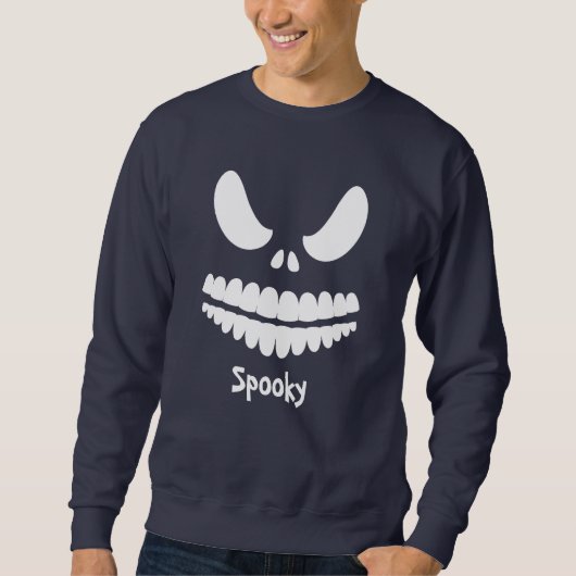 Spooky Dual Wit Gezicht Voor- en Achterkant Hallow Trui (Voorkant)