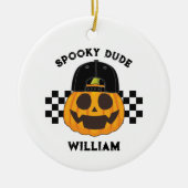 Spooky Dude Naam Retro Pompoen Peuter Halloween Keramisch Ornament (Voorkant)