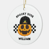 Spooky Dude Naam Retro Pompoen Peuter Halloween Keramisch Ornament (Links)