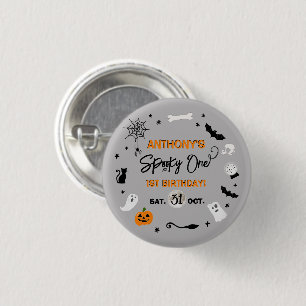 Spooky één! Halloween 1e verjaardagsfeestje Ronde Button 3,2 Cm