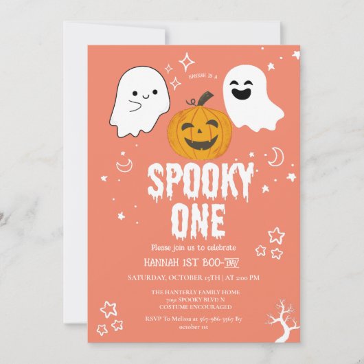 Spooky een Halloween eerste verjaardagsfeestje Inv Kaart (Voorkant)